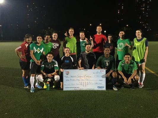 Team Globe FC WINS Spring Coed 11v11 Soccer and a $350 donation for LTS Partner Charity, America SCORES Chicago!