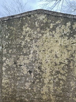 The worn headstone of the founder of Gaffney, S.C.