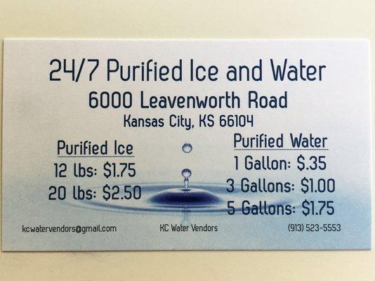 Prices for Purified Ice and Water