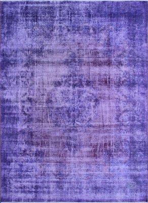 Hand knotted dark purple overdyed vintage Persian.