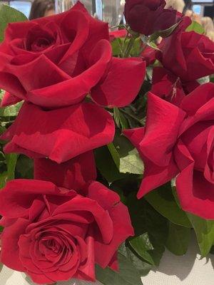 Fresh red roses centerpiece