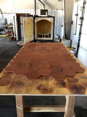 A classic hexagonal shape can really help break up the rectangular/ orthogonal shape of any room. Can't wait to see these installed!