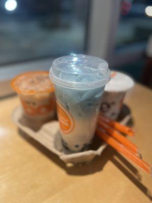 Variety of drinks - Blue sky milk tea , Brown sugar Milk tea, cookies and cream shake Boba