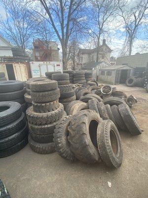 Tire scraps, work zone