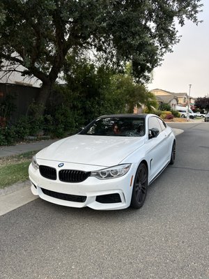 Preformed a rear brake pad service, replaced brake pad on 2015 BMW 428i M Sport