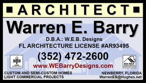 FL Architect Warren E. Barry - Custom and Semi-Custom Home Design, Home Additions and Renovations, House Plans, Home Plans