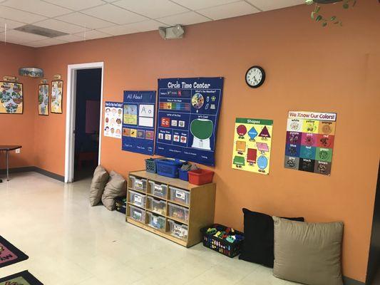 Older Preschool circle time wall 2/2020