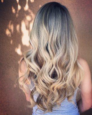 Balayage with babylights in the crown area