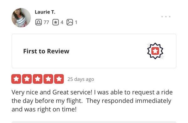 Customer review of excellent service.