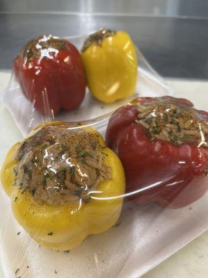 Stuffed bell peppers with Cajun rice dressing