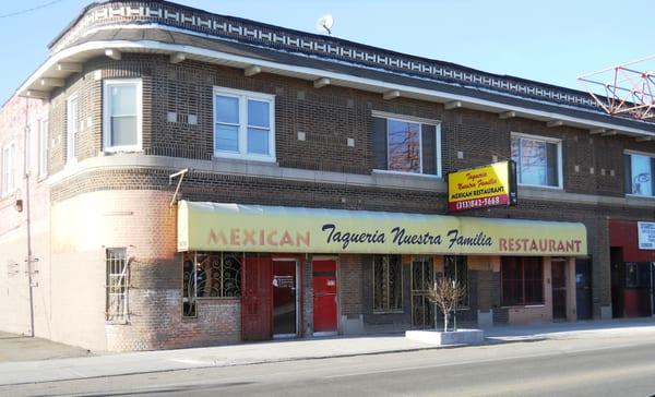 front of restaurant, on Vernor near Central, March 2015