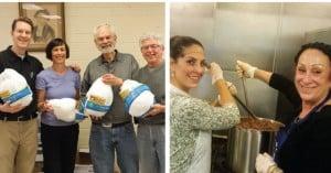 (L) Beth El donated 100 turkeys to families in need for Thanksgiving. (R) Tikkun Committee Cooking at the Ronald McDonald House.