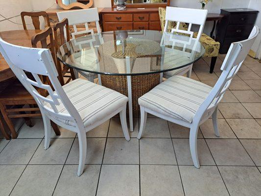 GLASS TOP TABLE AND 4 CHAIRS $195