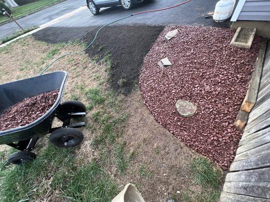 Fresh top soil and stone