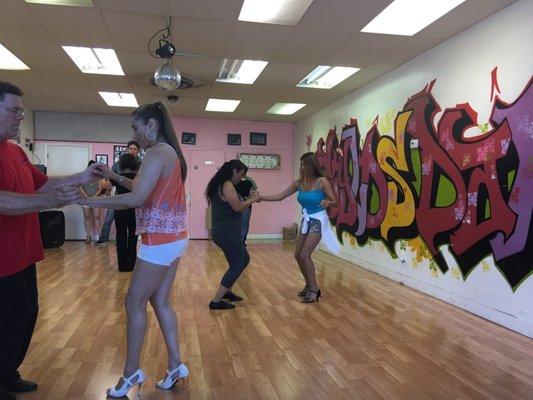 fabulous Bachata class here on Sundays 3-5. Whether you come for fun or exercise and it's a fun date activity. :)