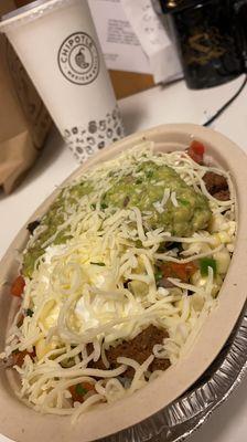 Burrito bowl with carne asada!!