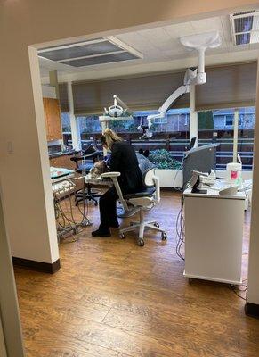 Dental Assistant working on patio