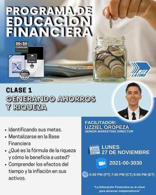 Clasess de educacion en finanzas gratis por zoom pide el link al 240-468-6055