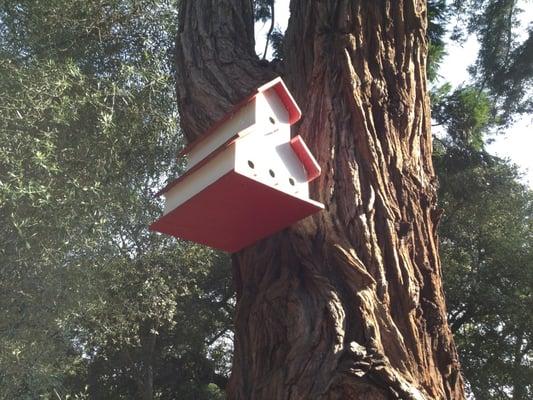 A birdhouse in the garden