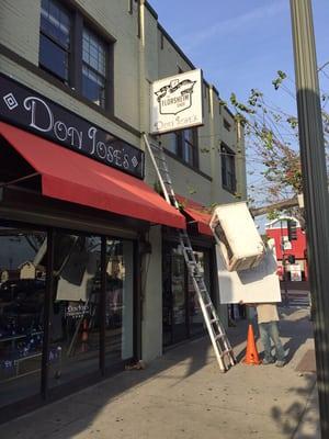 New signs almost in place! ...hope the bucket truck doesn't flip over o_O