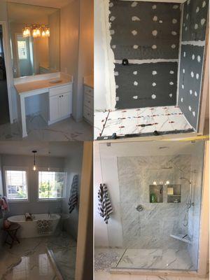 Another beautiful bath remodel! Got to love the Carrara!