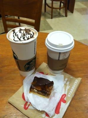 Chocolate drizzle fo' shizzle! Salted caramel bar and the new flat white-  I should be on a sugar & caffeine high for awhile!