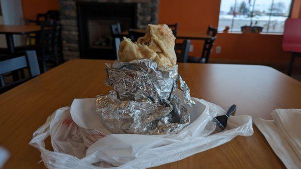 Monster burrito that stands on end