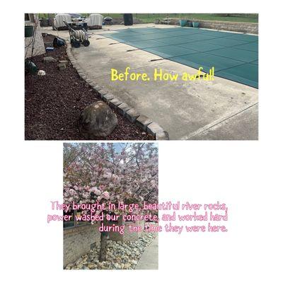 Before and after pictures of our back patio.