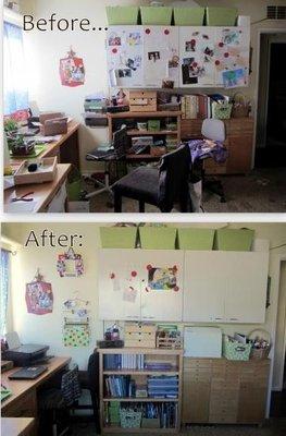 Before and after home office organization