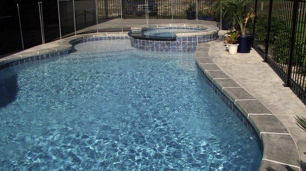 Swimming Pools with custom concrete copings.