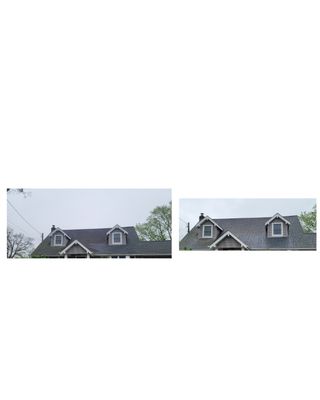 Roof cleaning before and after.