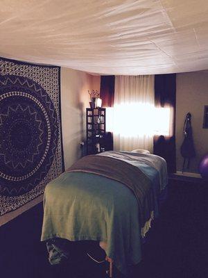 Check out ZennedOut's massage room. Ahhhhhhh. Such a relaxing environment!