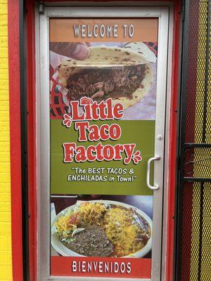 Front door of Little Taco Factory!