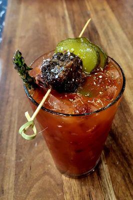 Chris's Bloody Mary with Pickles, Asparagus & Short Rib