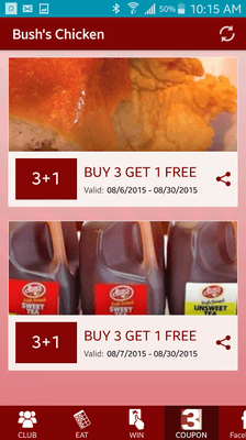 Get access to coupon deals through our new Bush's VIP Chicken App! Valid at our Andrews Tx and Odessa (1705 N County Road W) locations.