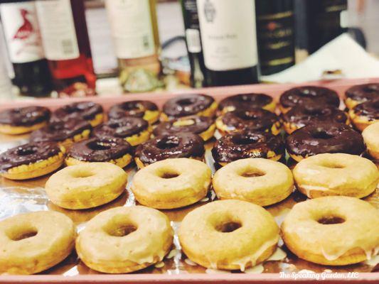 Maple and Chocolate icing vegan donuts