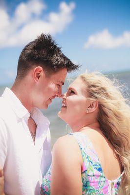 Fun and lively engagement session on the beach in Hawaii