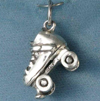 Handmade roller skate solid sterling silver pendant