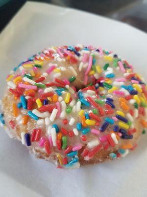 Wendi's: Rainbow Sprinkles donut.  So fresh!