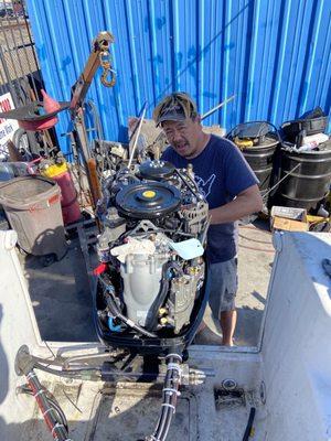 Installing the motor onto my boat