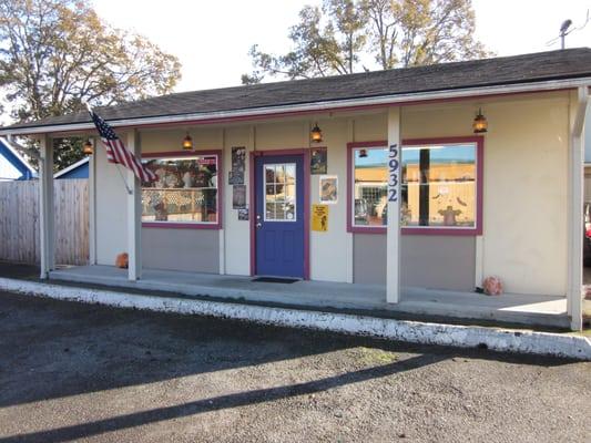 Lakewood Costumes, with our bright purple door!