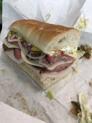 An assorted Red Oassier Roast Beef and Turkey Sub