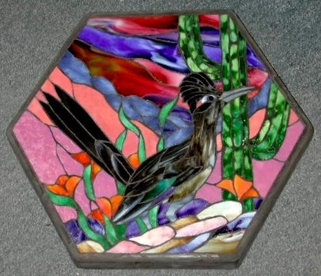 Jennifer's Roadrunner design made into a Mosaic Stepping Stone.