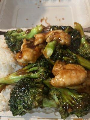 Chicken broccoli with white rice