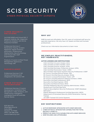 SCIS Security Licenses and Certifications