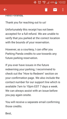 That's Parking Panda staff response..can not verify if it's the location?  Really?