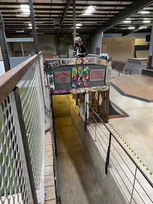 Cool stairwell leading up to the skate ramps