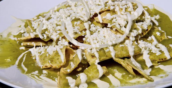 Green tomatillo sauce chilaquiles they are amazing