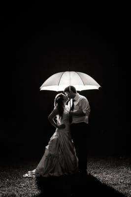 Outdoor night shot under an umbrella