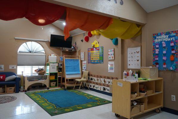 This is the reading corner of our 4-5 year old's class. We also have music class in this area!